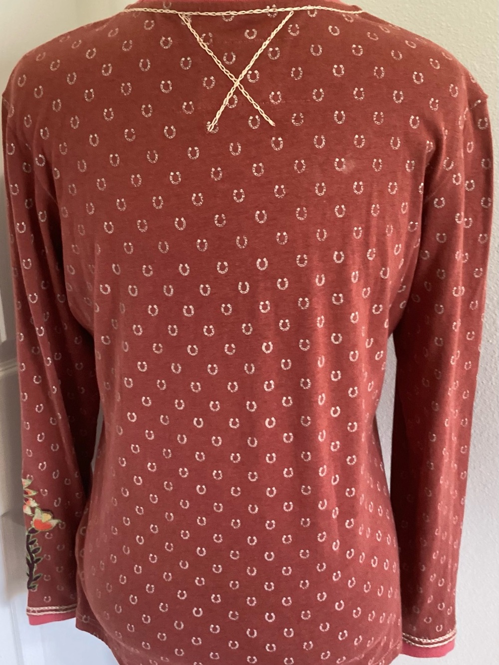 Double D Ranch Riding Rodeo Embroidered Terra Cotta Top Large - Picture 4 of 9